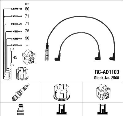 RC-AD1103  NGK Komplet vodova paljenja