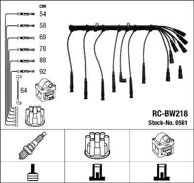 RC-BW218  NGK Komplet vodova paljenja