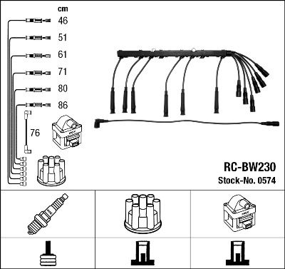 RC-BW230  NGK Komplet vodova paljenja