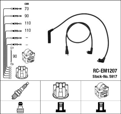 RC-EM1207  NGK Komplet vodova paljenja