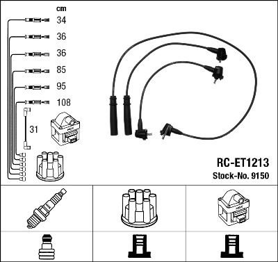 RC-ET1213  NGK Komplet vodova paljenja