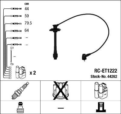 RC-ET1222  NGK Komplet vodova paljenja