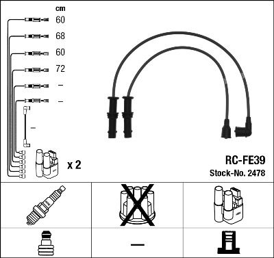 RC-FE39  NGK Komplet vodova paljenja