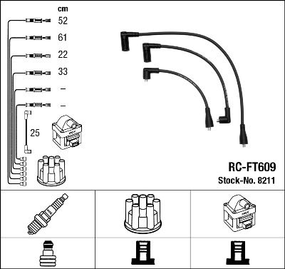 RC-FT609  NGK Komplet vodova paljenja