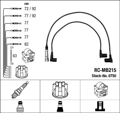 RC-MB215  NGK Komplet vodova paljenja