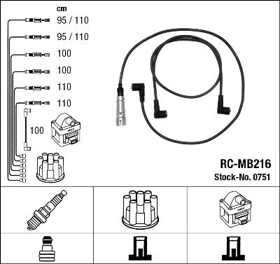 RC-MB216  NGK Komplet vodova paljenja