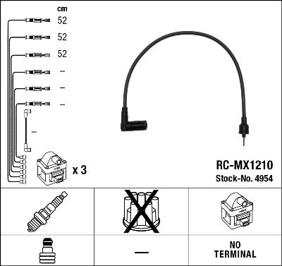 RC-MX1210  NGK Komplet vodova paljenja