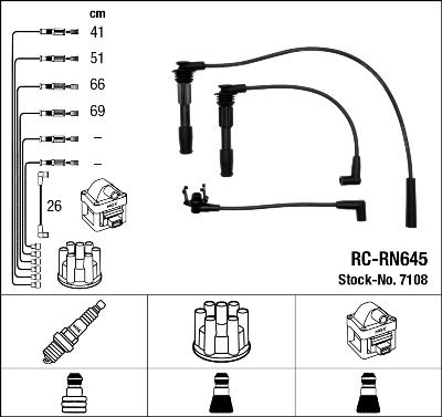 RC-RN645  NGK Komplet vodova paljenja