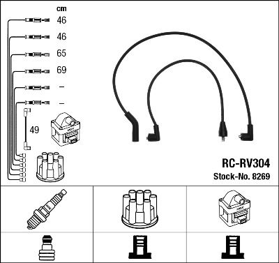 RC-RV304  NGK Komplet vodova paljenja