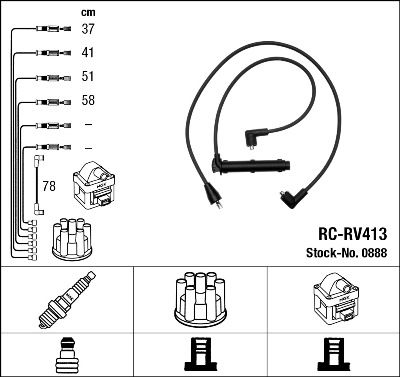 RC-RV413  NGK Komplet vodova paljenja