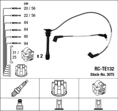 RC-TE132  NGK Komplet vodova paljenja