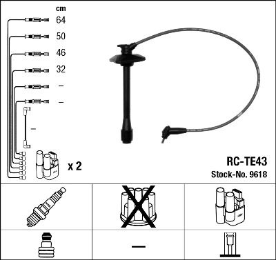 RC-TE43  NGK Komplet vodova paljenja