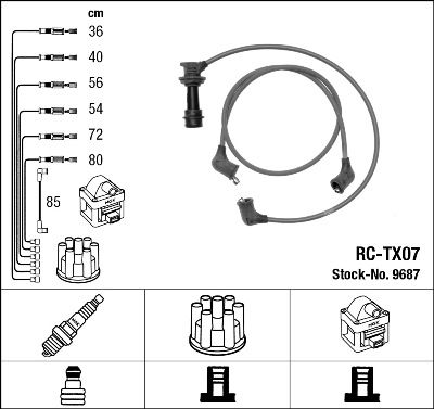 RC-TX07  NGK Komplet vodova paljenja