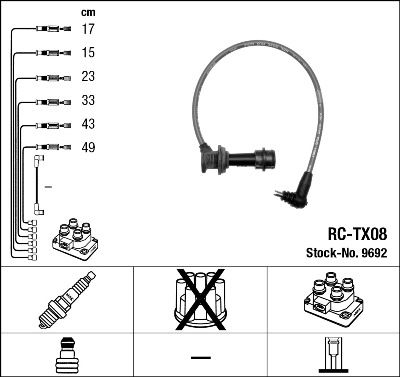 RC-TX08  NGK Komplet vodova paljenja