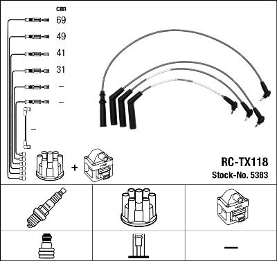 RC-TX118  NGK Komplet vodova paljenja