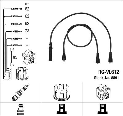 RC-VL612  NGK Komplet vodova paljenja