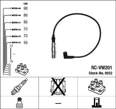RC-VW201  NGK Komplet vodova paljenja