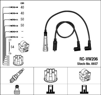 RC-VW206  NGK Komplet vodova paljenja