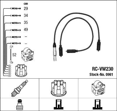 RC-VW230  NGK Komplet vodova paljenja