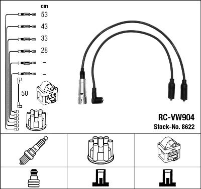 RC-VW904  NGK Komplet vodova paljenja