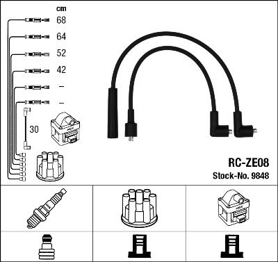 RC-ZE08  NGK Komplet vodova paljenja