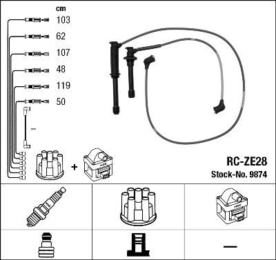 RC-ZE28  NGK Komplet vodova paljenja