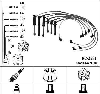 RC-ZE31  NGK Komplet vodova paljenja
