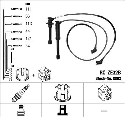RC-ZE32B  NGK Komplet vodova paljenja