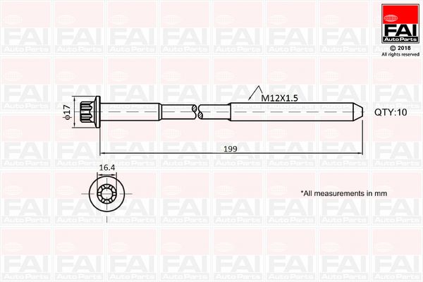 FAI AutoParts Komplet vijaka cilindarske glave