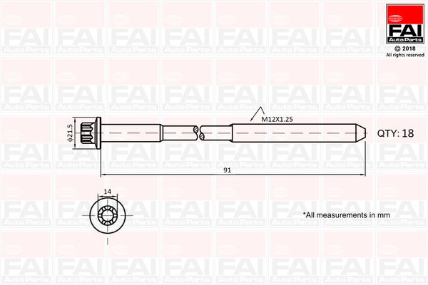 FAI AutoParts Komplet vijaka cilindarske glave