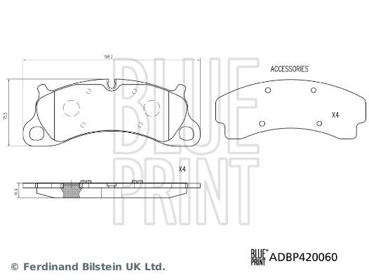 BLUE PRINT Komplet kočnih obloga, disk kočnica