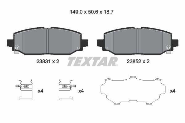 TEXTAR Komplet kočnih obloga, disk kočnica