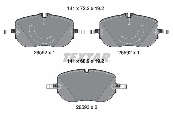TEXTAR Komplet kočnih obloga, disk kočnica