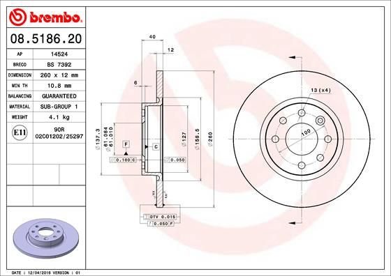 BREMBO Kočioni disk