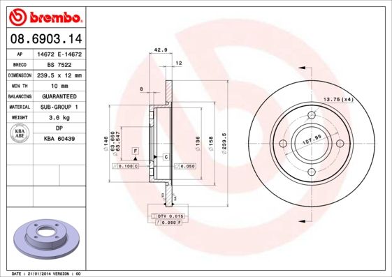 BREMBO Kočioni disk