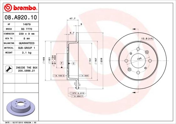 BREMBO Kočioni disk