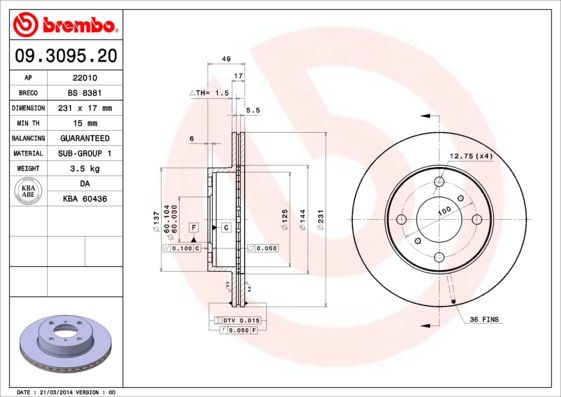 BREMBO Kočioni disk