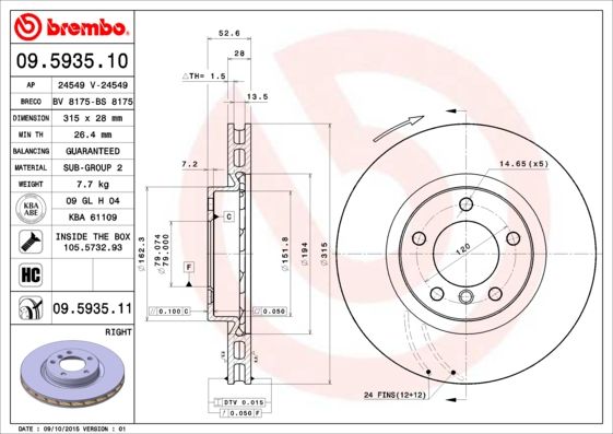 BREMBO Kočioni disk