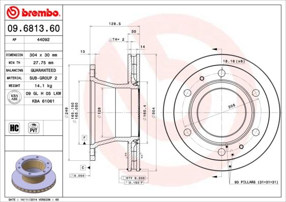 BREMBO Kočioni disk