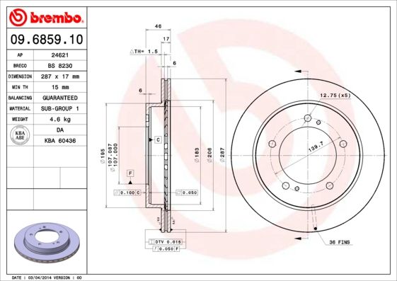 BREMBO Kočioni disk