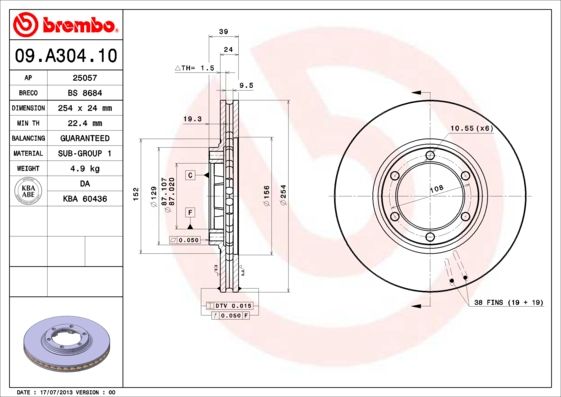 BREMBO Kočioni disk