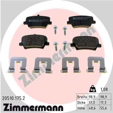 ZIMMERMANN Komplet kočnih obloga, disk kočnica