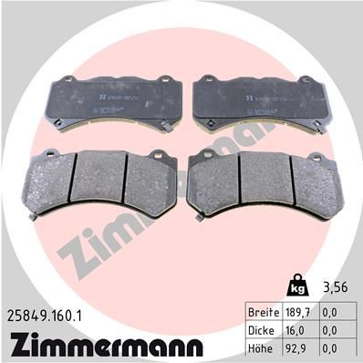 ZIMMERMANN Komplet kočnih obloga, disk kočnica