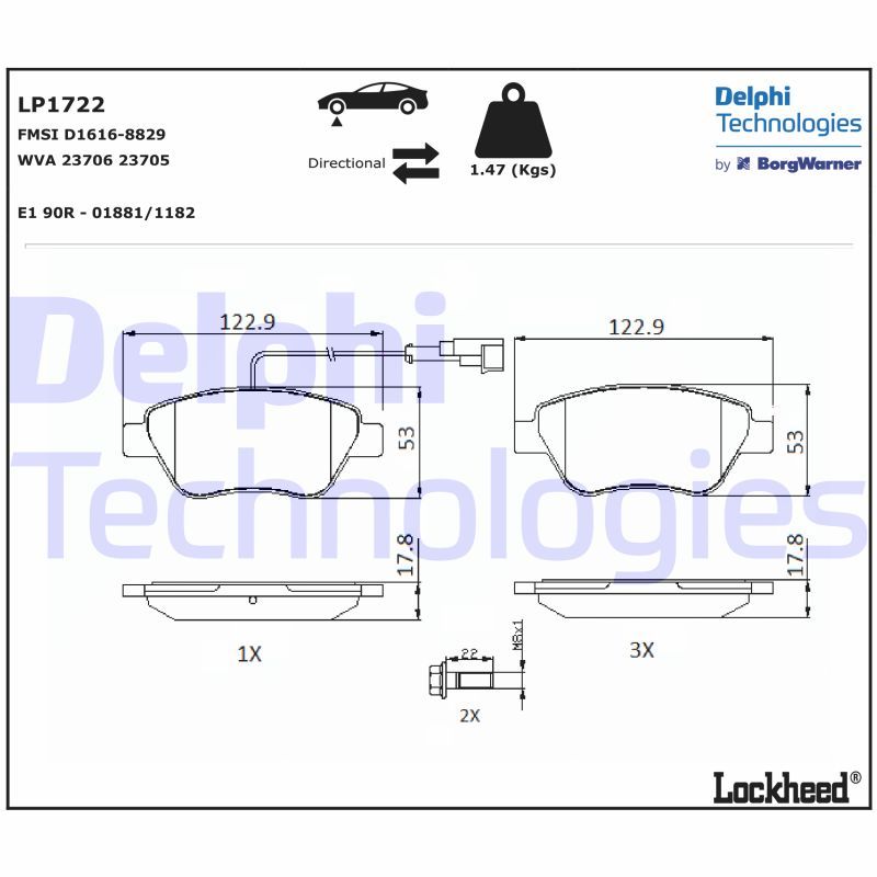 DELPHI Komplet kočionih obloga, disk-kočnica